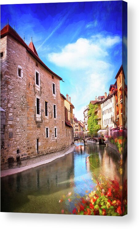 Annecy Acrylic Print featuring the photograph Colorful Canal Scenes of Old Annecy France by Carol Japp