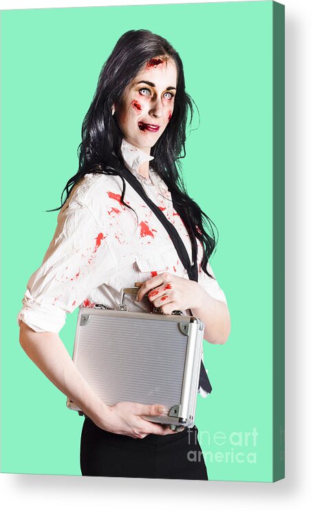 Horror Acrylic Print featuring the photograph Corps zombie businesswoman by Jorgo Photography
