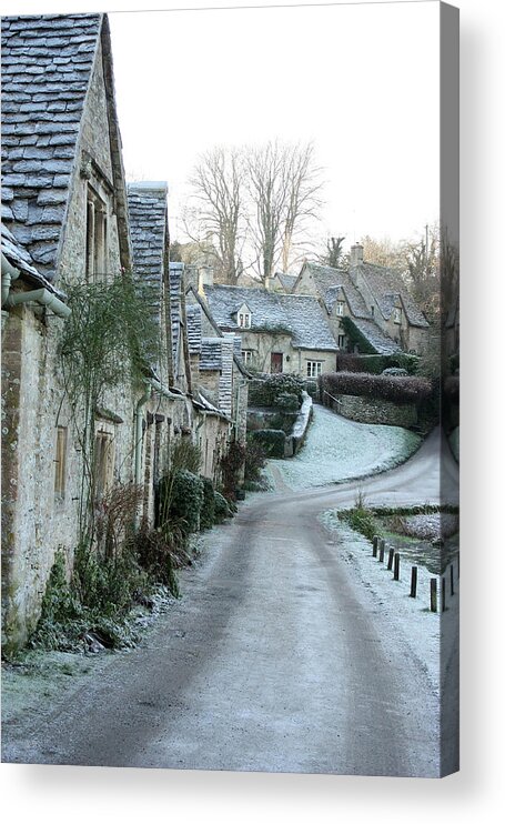 Frost Acrylic Print featuring the photograph Cotswolds, Bibury winter by Kaoru Shimada