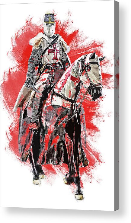Crusader Knight Acrylic Print featuring the painting Crusader Warrior - 28 by AM FineArtPrints