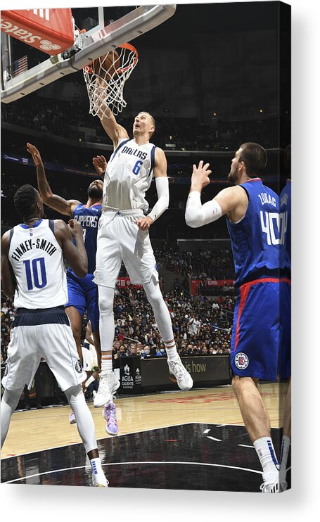 Nba Pro Basketball Acrylic Print featuring the photograph Dallas Mavericks v LA Clippers by Andrew D. Bernstein