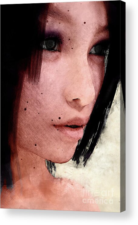 Clayton Acrylic Print featuring the digital art Dark Haired Woman by Clayton Bastiani