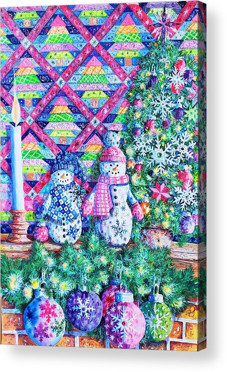 Quilt Acrylic Print featuring the painting Decorating for Christmas by Diane Phalen