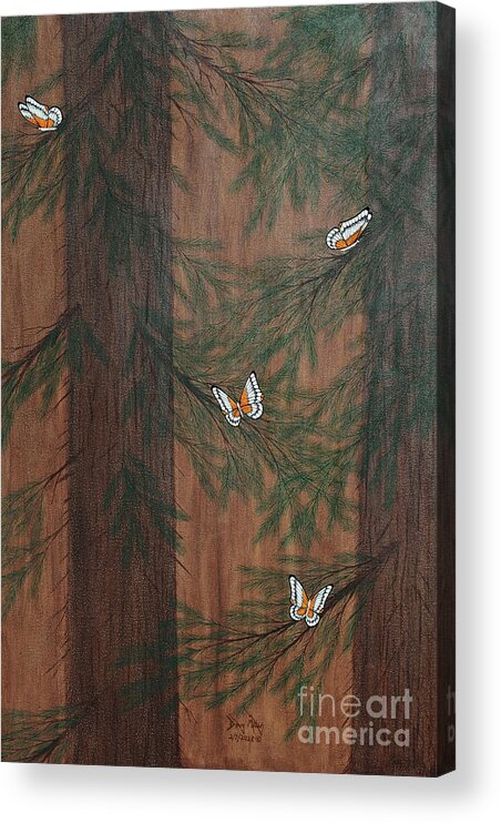 Butterflies Acrylic Print featuring the painting Deep Woods Refuge by Doug Miller
