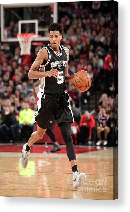 Dejounte Murray Acrylic Print featuring the photograph Dejounte Murray by Cameron Browne
