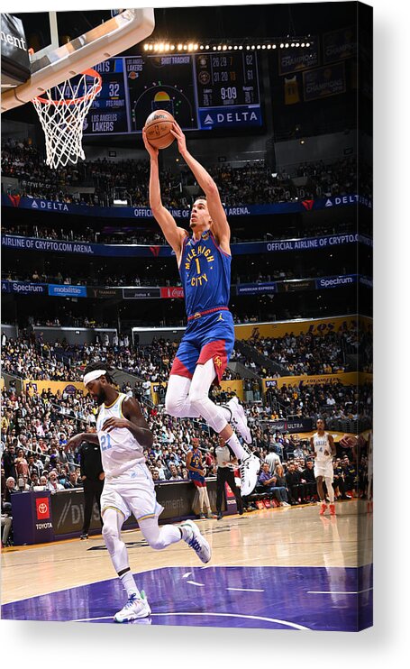 Michael Porter Jr Acrylic Print featuring the photograph Denver Nuggets v Los Angeles Lakers by Andrew D. Bernstein