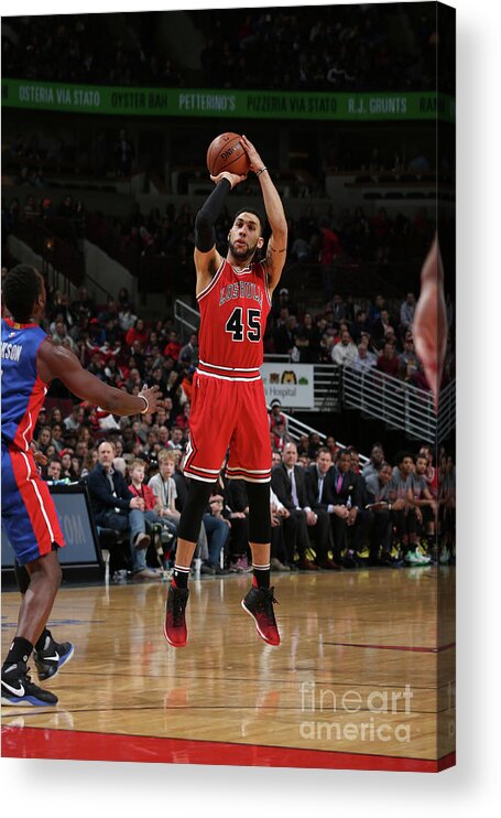 Nba Pro Basketball Acrylic Print featuring the photograph Denzel Valentine by Gary Dineen