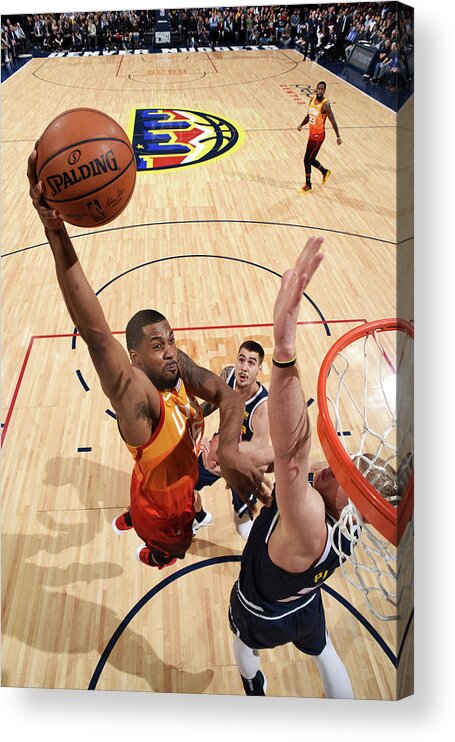 Nba Pro Basketball Acrylic Print featuring the photograph Derrick Favors by Garrett Ellwood