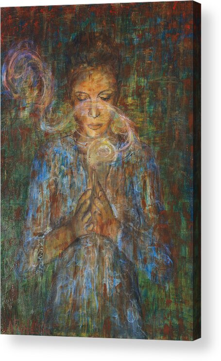 Asian Contemporary Acrylic Print featuring the painting Devotee by Nik Helbig