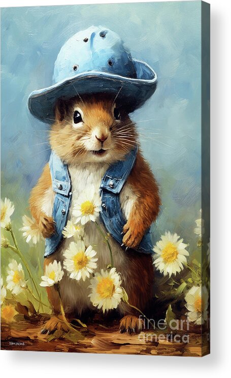 Squirrel Acrylic Print featuring the painting Dexter Blue Jeans by Tina LeCour