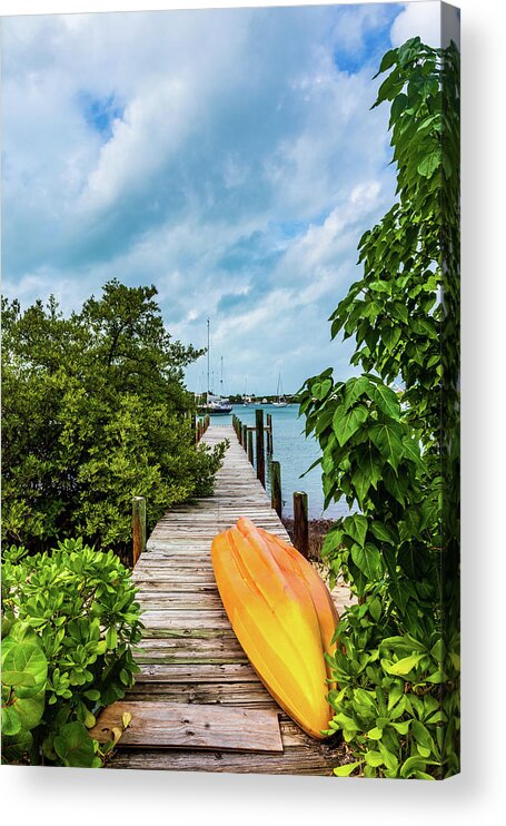 Bahamas Acrylic Print featuring the photograph Dinghy On Deck by Sandra Foyt