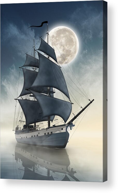 Seven Seas Acrylic Print featuring the digital art Dragons of the seas - The spirit of the pirate ship by Moira Risen