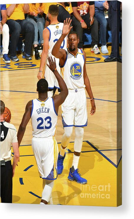 Kevin Durant Acrylic Print featuring the photograph Draymond Green and Kevin Durant by Jesse D. Garrabrant