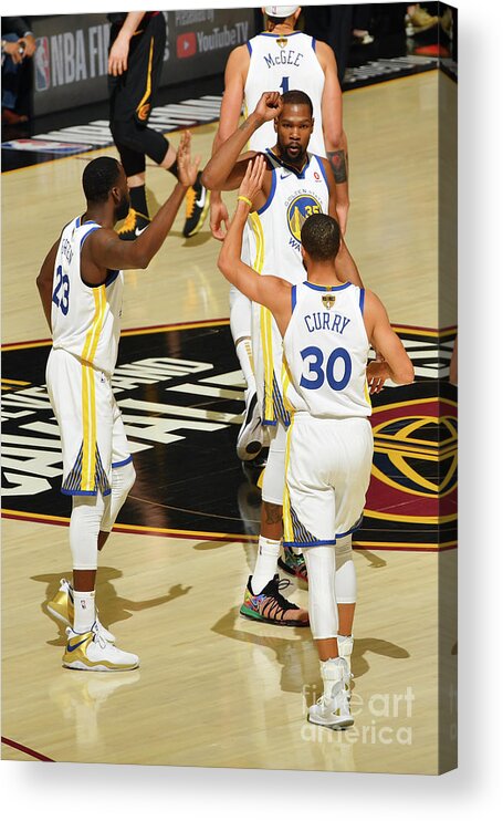Playoffs Acrylic Print featuring the photograph Draymond Green, Stephen Curry, and Kevin Durant by Jesse D. Garrabrant