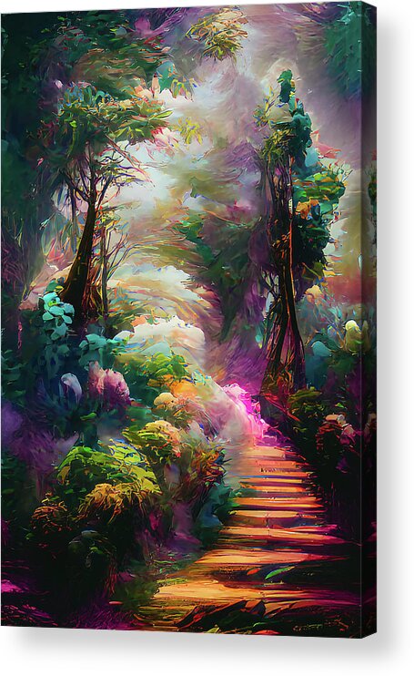 Mystical Acrylic Print featuring the digital art Dream Forest Path by Rich Kovach