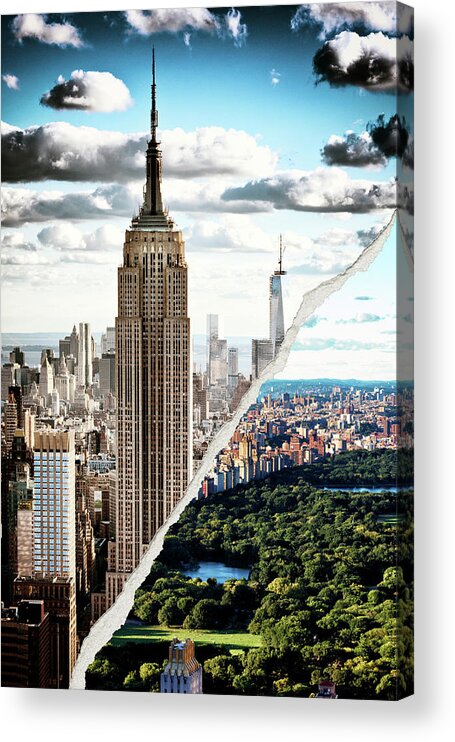 Empire State Building Acrylic Print featuring the photograph Dual Torn Collection - Empire State Building by Philippe HUGONNARD