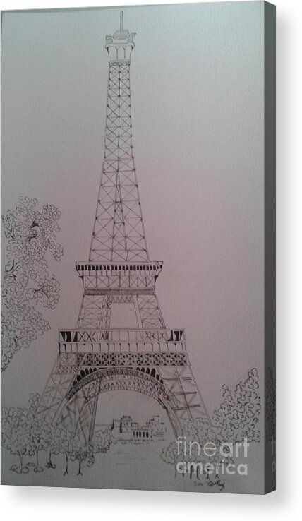 Paris Acrylic Print featuring the drawing Effiel Tower by Donald Northup