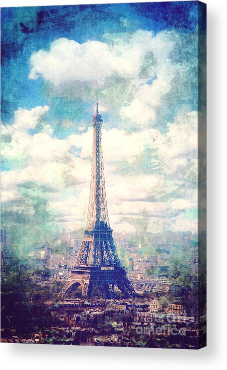 Eiffel Tower Acrylic Print featuring the digital art Eiffel Tower by Phil Perkins