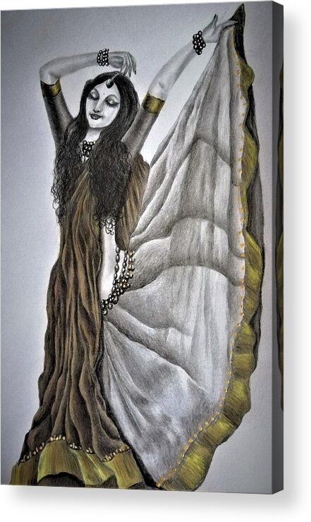 Dancer Acrylic Print featuring the drawing Elated by Tara Krishna