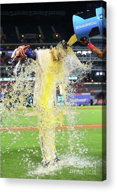 Ninth Inning Acrylic Print featuring the photograph Elvis Andrus and Joey Gallo by Rick Yeatts