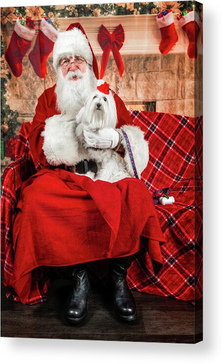 Emmy Acrylic Print featuring the photograph Emmy with Santa 1 by Christopher Holmes