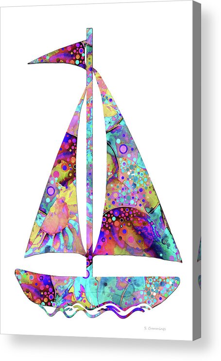 Steering Acrylic Print featuring the painting Enchanted Sailboat Boat Art by Sharon Cummings