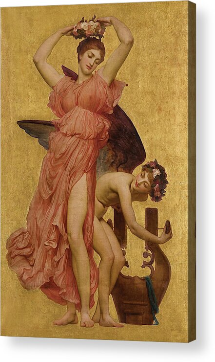 Erato Acrylic Print featuring the painting Erato, by 1896 by Frederic Leighton