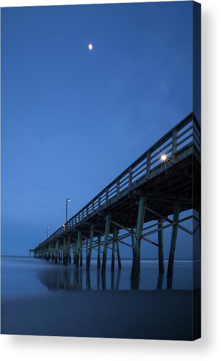 Carolina Coast Acrylic Print featuring the photograph Evening at the Pier - Topsail Island by Mike McGlothlen