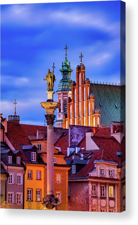 Warsaw Acrylic Print featuring the photograph Evening in Old Town of Warsaw City in Poland by Artur Bogacki