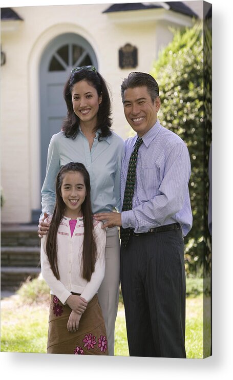 4-5 Years Acrylic Print featuring the photograph Family in front of house by Comstock Images