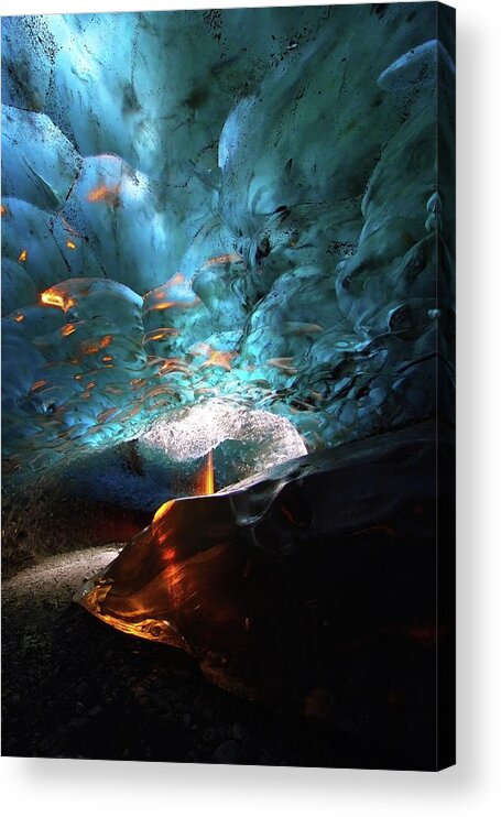 Iceland Acrylic Print featuring the photograph Fire in ice #1 by Christopher Mathews