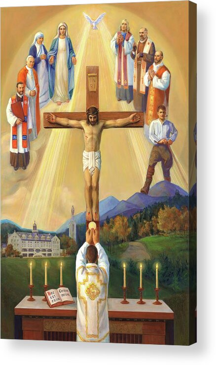 Catholic Acrylic Print featuring the painting First Mass by Svitozar Nenyuk