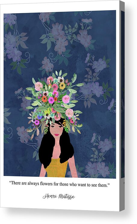 Collage Acrylic Print featuring the mixed media Flower Power by Claudia Schoen