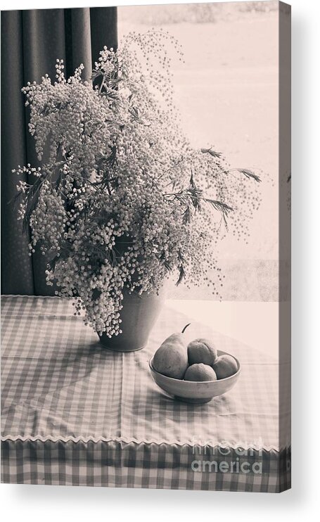 Wattle Acrylic Print featuring the photograph Flowers n Fruit by Linda Lees