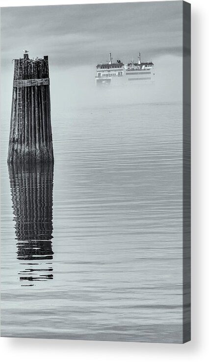 Fog Acrylic Print featuring the photograph Fog Enshrouded Ferry by Tony Locke