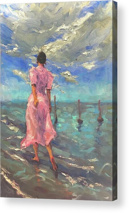 Female Acrylic Print featuring the painting Footprints by Ashlee Trcka