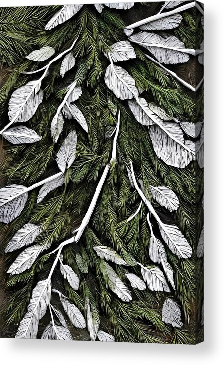 Fir Tree Acrylic Print featuring the mixed media Forest Flora by Bonnie Bruno
