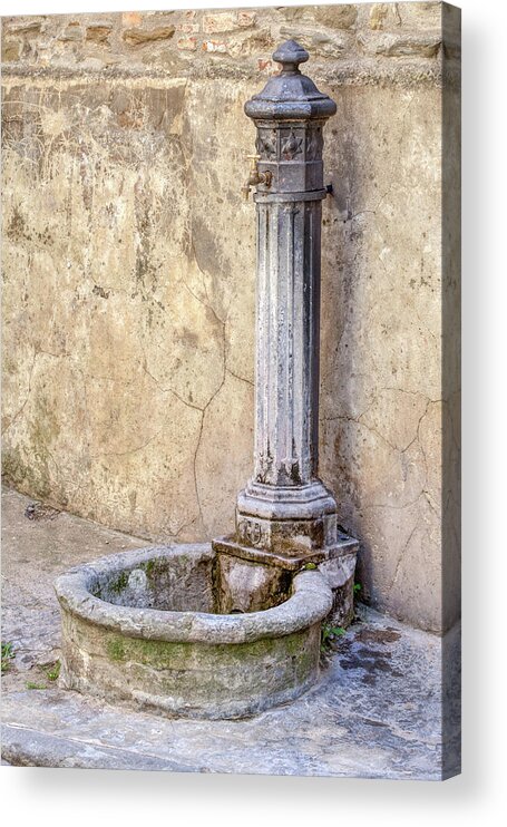 Fountain Acrylic Print featuring the photograph Fountain of Cortona by David Letts