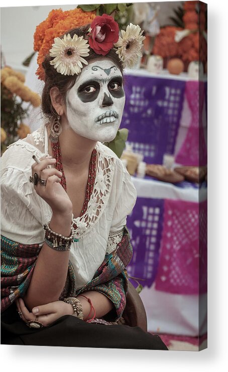 Frida Kahlo Catrina on the Day of the Dead Acrylic Print by Dane Strom -  Pixels
