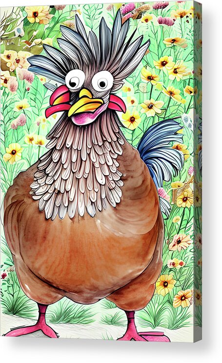 Funny Chicken Acrylic Print featuring the digital art Funky Chicken by Bob Pardue
