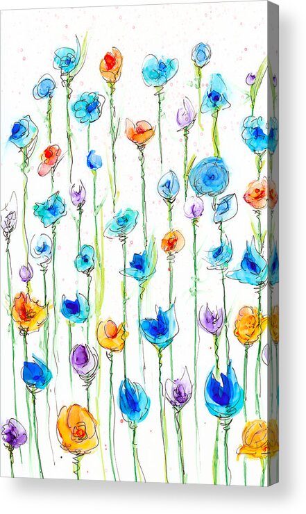 Flower Acrylic Print featuring the painting Garden Party II by Kimberly Deene Langlois