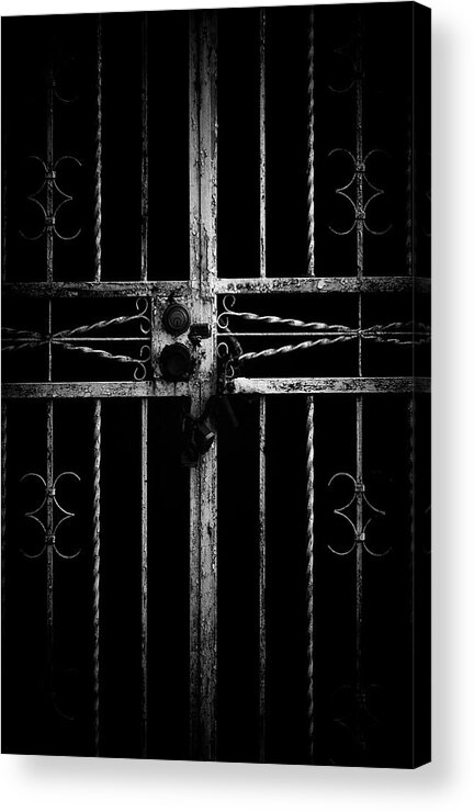 Aged Acrylic Print featuring the photograph Gate with lock by Rudy Umans