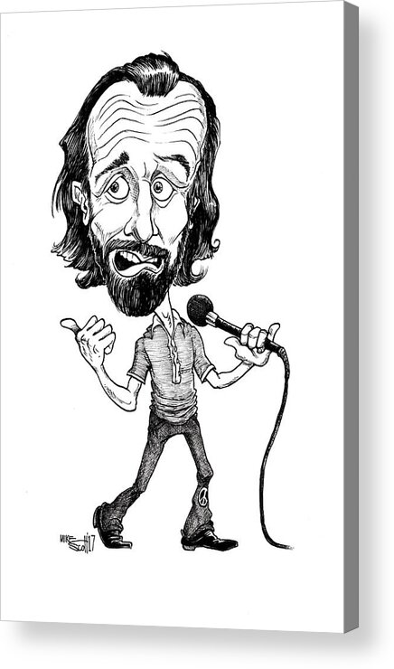 Cartoon Acrylic Print featuring the drawing George Carlin by Mike Scott