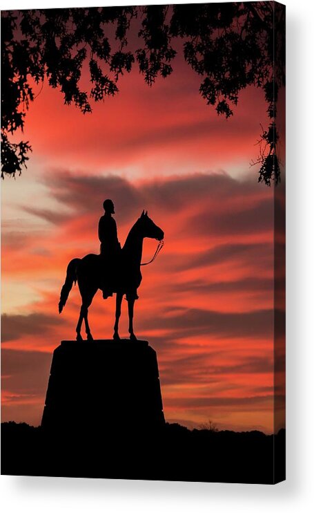 Cemetary Acrylic Print featuring the photograph Gettysburg - Gen. Meade at First Light by Liza Eckardt