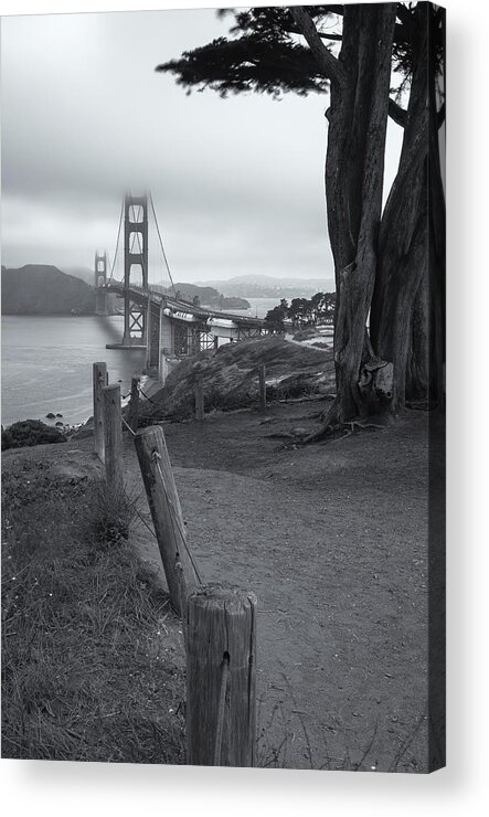 Shoreline Acrylic Print featuring the photograph Golden Gate On Summer Morning Bw by Jonathan Nguyen
