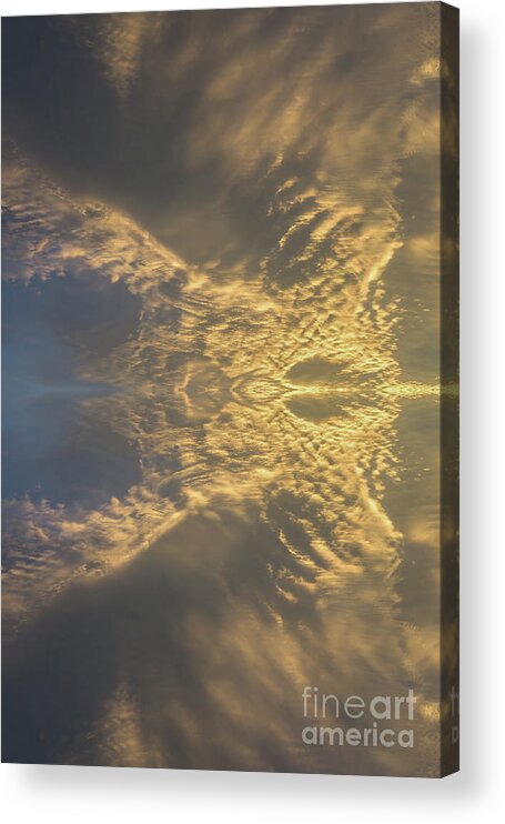 Clouds Acrylic Print featuring the digital art Golden clouds in the sunset sky 1 by Adriana Mueller