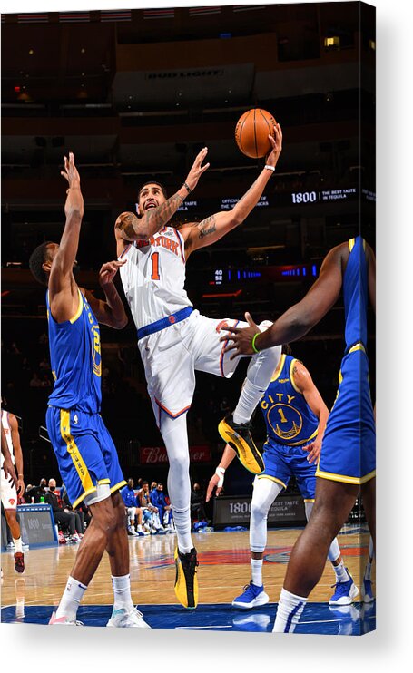 Nba Pro Basketball Acrylic Print featuring the photograph Golden State Warriors v New York Knicks by Jesse D. Garrabrant