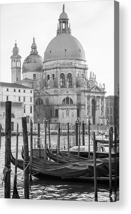 Canon Acrylic Print featuring the photograph Grand Canal in Venice Black and White by John McGraw