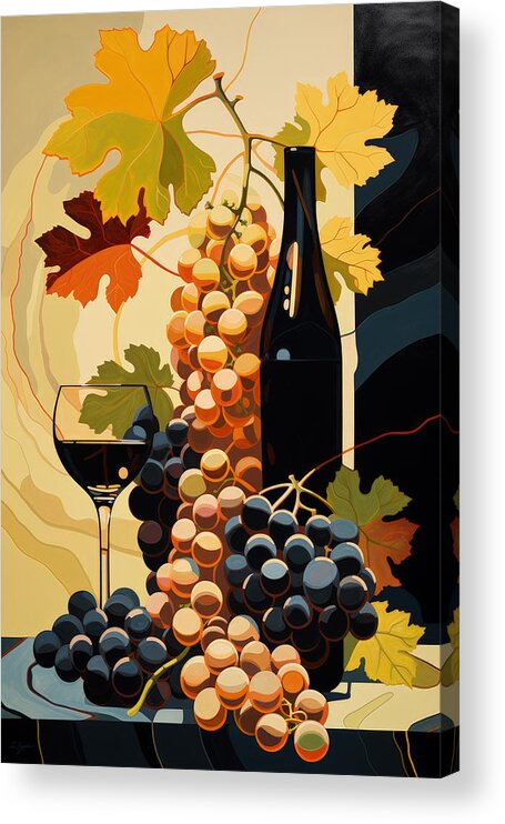 Grapes Acrylic Print featuring the painting Grape Wall Art by Lourry Legarde