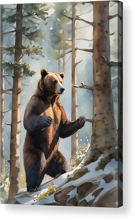 Art Acrylic Print featuring the digital art Grizzly by Manjik Pictures